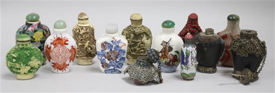 A collection of twelve 20th century Chinese snuff bottles